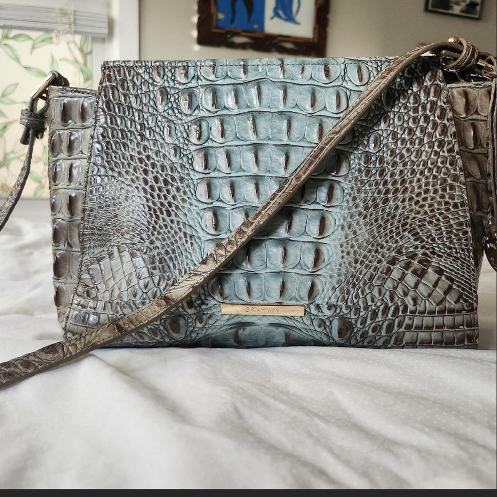 Brahmin Hillary Crossbody Bag – Melbourne Leather – Blue/Green Ombre